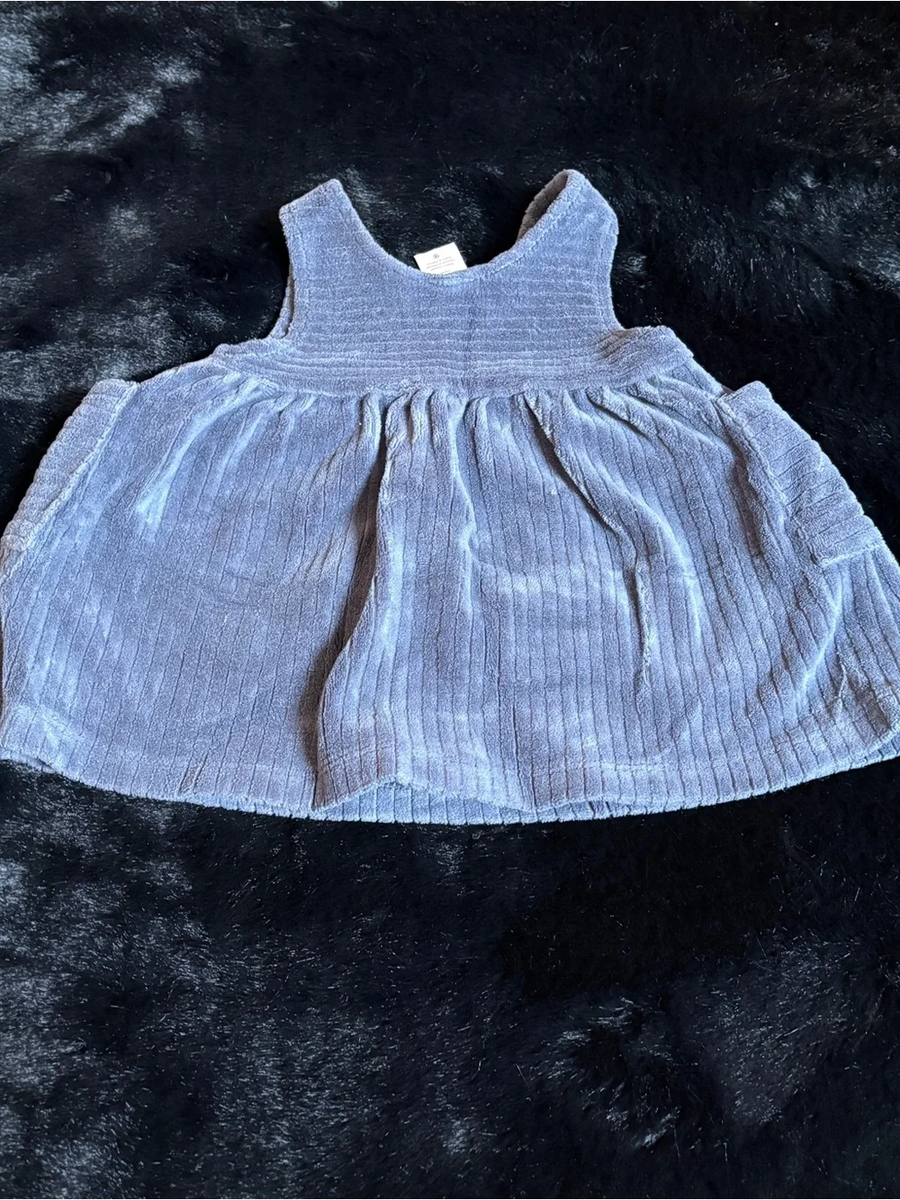 Girls Blue Corduroy Pinafore Dress with White Floral Top